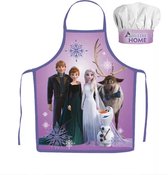 Tablier et toque de cuisine violets avec Elsa, Anna, Kristoff, Sven et Olaf de La Reine des Neiges.