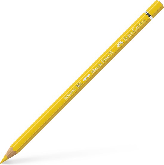 Faber-Castell Albrecht Dürer potlood, geel, met "GERMANY SV" en "FABER-CASTELL" opdruk.