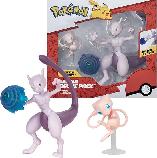 Pokémon - Battle Figure 2 Pack Mew (5 cm) & Mewtwo (11 cm) Battle Figures