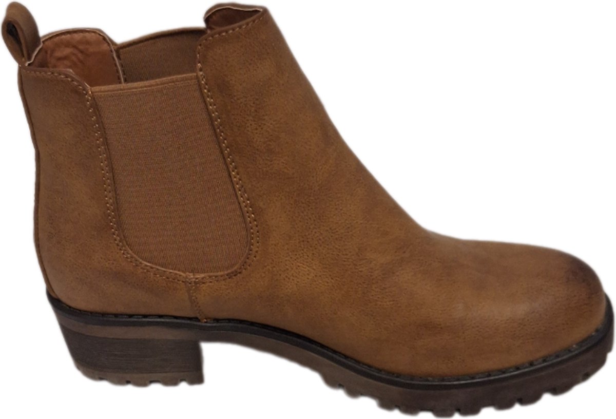 Kayla -CHELSEA BOOTS-LEDERLOOK-CAMEL