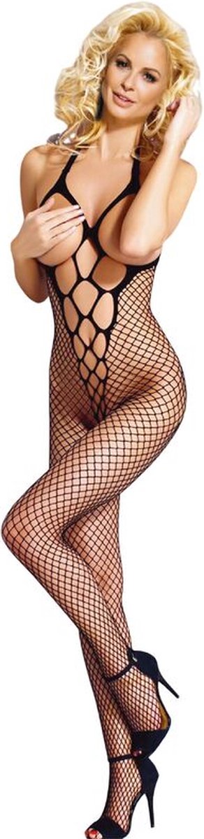 Goedkoopste SUBBLIME - 951795 VISNET BODYSTOCKING MET HALTERNEK EN OPEN CUP ZWART KANT ONE SIZE | LINGERIE | EROTISCHE LINGERIE | CATSUIT | SEXY LINGERIE