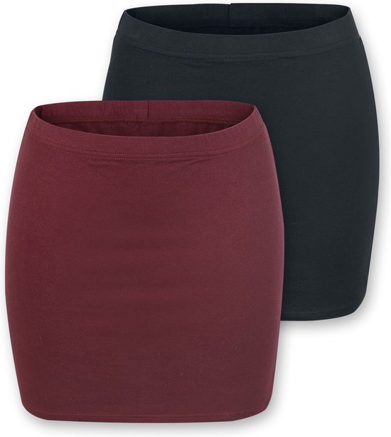 R.E.D. Rock-Engineered Design Zwarte en rode korte rok in dubbelpak - Dames - XXL