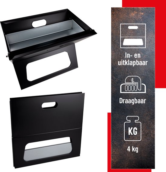BBQ Collection Tafel BBQ Houtskool - Camping BBQ - Opvouwbare en Draagbare Barbeque - Barbecue met Losse Vuurschaal en Grillrooster - 46 x 36,5 x 28 cm