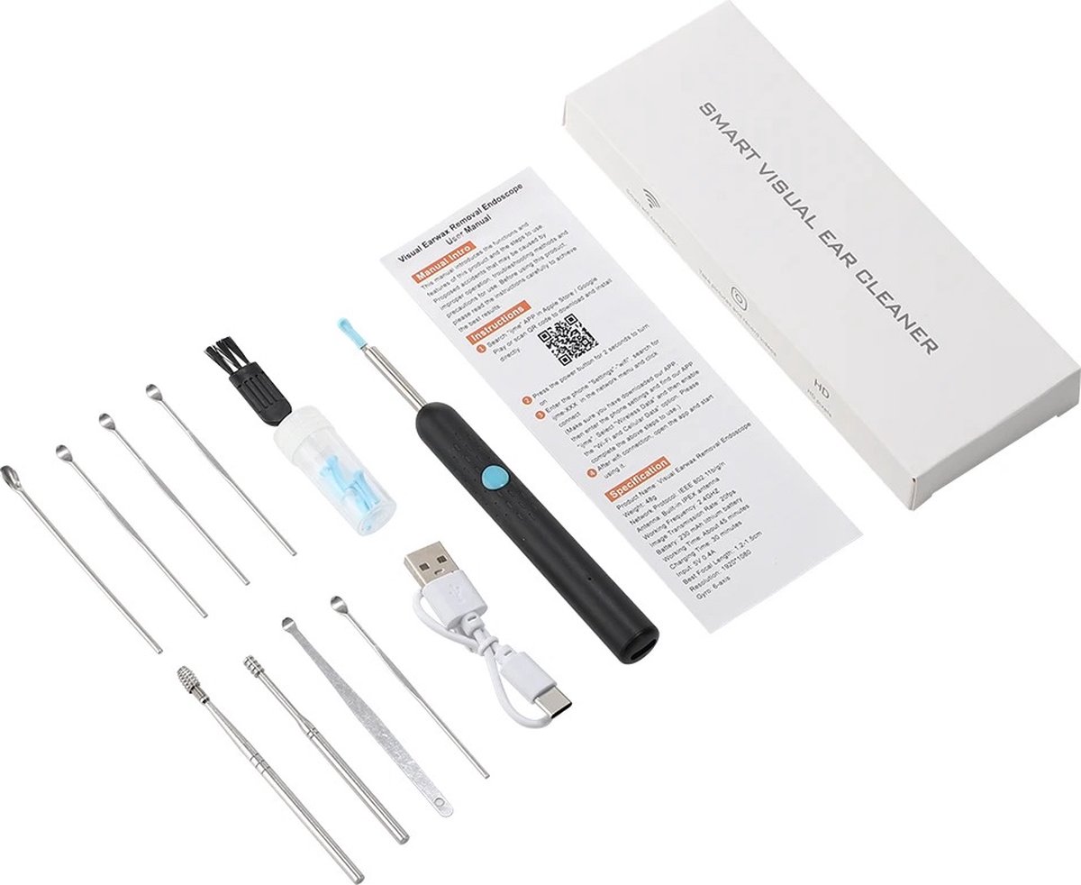 Goedkoopste FIBILA Ooreiniger Met Camera - Ear Cleaner - Earscratcher - Oorreiniger - Oorreiniger Elektrisch - Oorsmeerverwijderaar - Oorlepel - Endoscoop - 9 stukken - Zwart