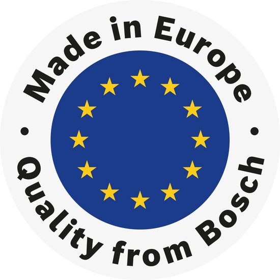 Logo 'Made in Europe - Quality from Bosch' met de EU-vlag.