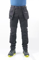 Pantalon de travail extensible BITCO RIJN Homme Zwart / Zwart - poches genoux imperméables et résistantes à l'huile Points critiques renforcés Pantalon de travail confortable pour homme