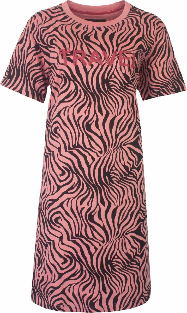 Irresistible Dames Nachthemd - Katoen - Zebra Print - Rose roze