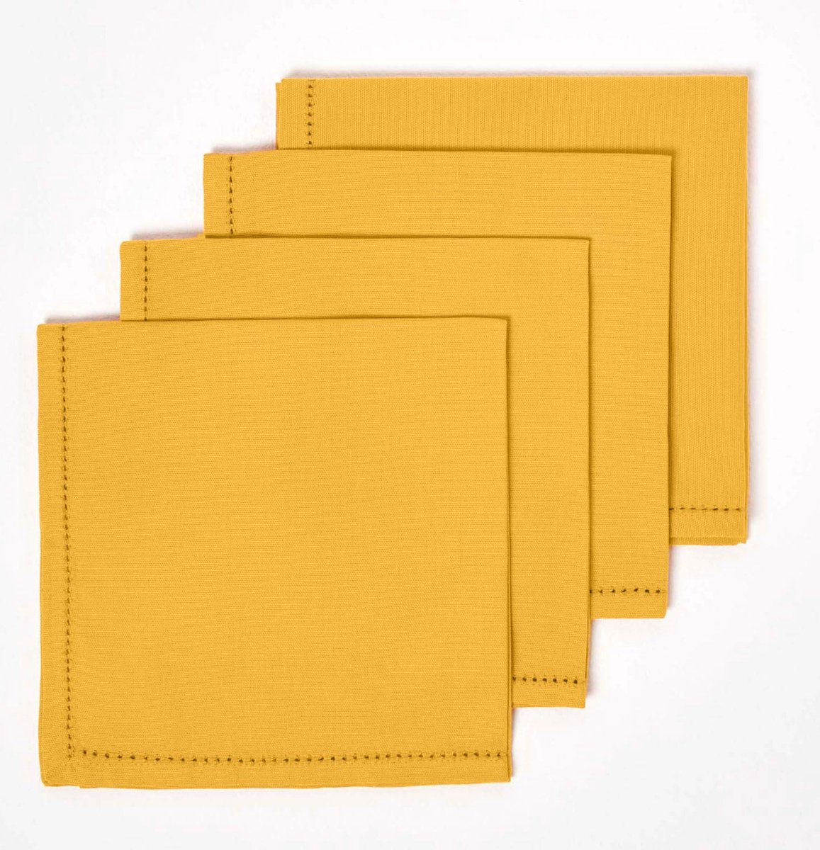 Homescapes katoenen servetten, set van 4, mosterdgeel
