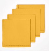 Homescapes katoenen servetten, set van 4, mosterdgeel