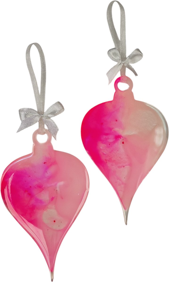 Resin Art JR Kersthangers, set van 2 stuks, exclusieve Kerstbal ornamenten.