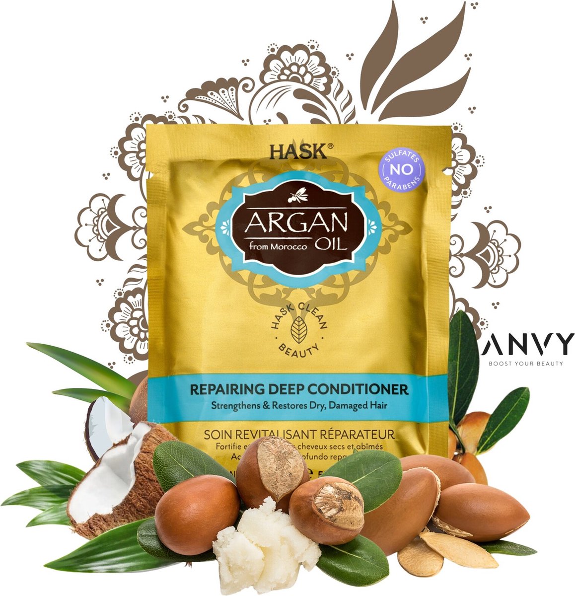 Hask Conditioner Argan Oil Repairing Deep Conditioner Packet - Leave-In Conditioner - Crèmespoeling