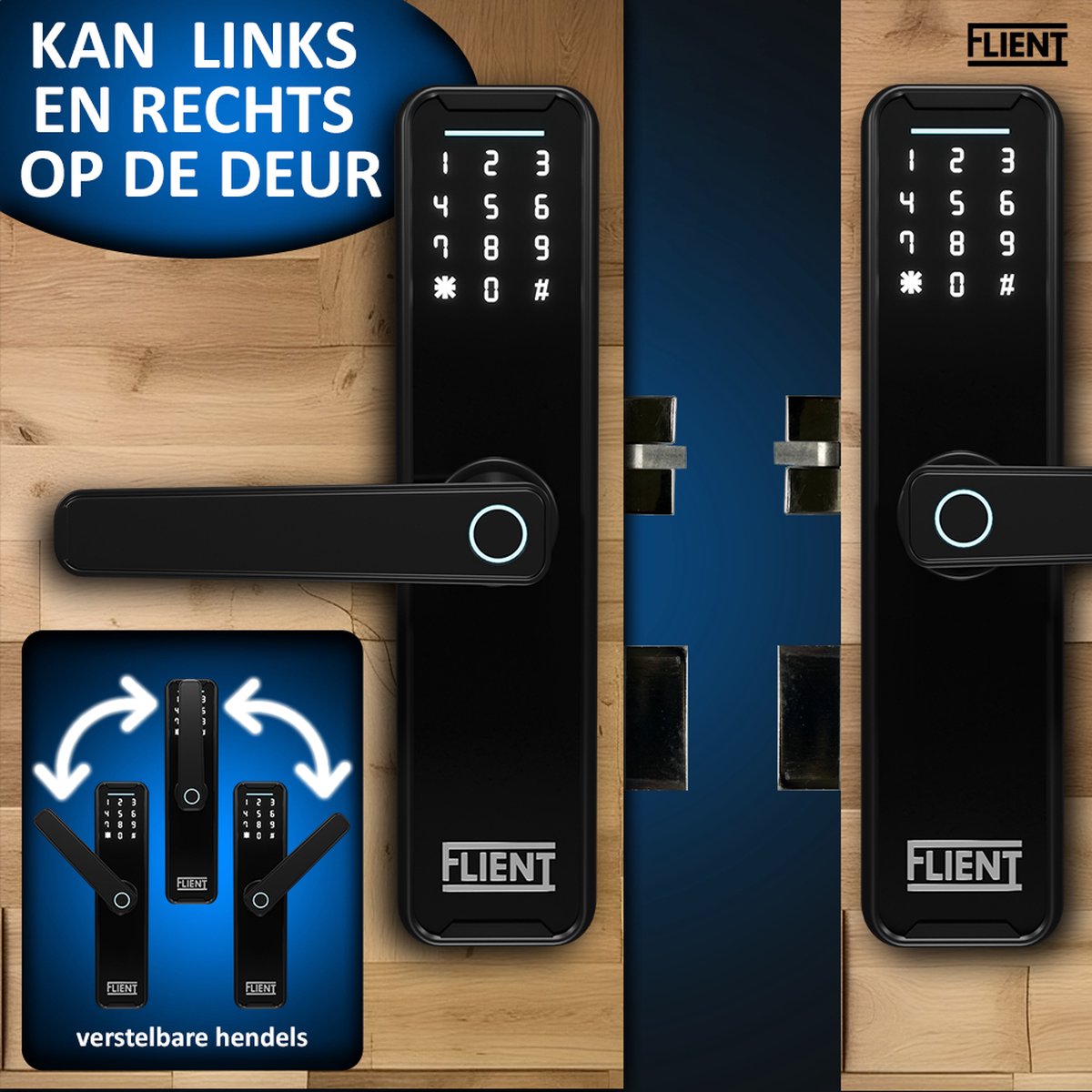 Flient Versa ( RVS of zwart) - Slimme Deursloten