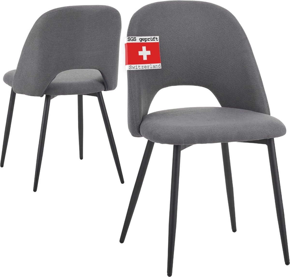 Albatros International Albatros eetkamerstoelen met stoffen bekleding, set van 2 Silvi, Grijs - Stijlvol vintage ontwerp, stoffen bekleding , SGS-geteste gestoffeerde stoel - Modern