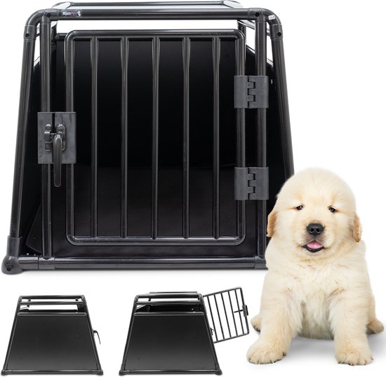 MaxxPet AutoBench voor Hond - Transportbench - Hondenbench voor autokoffer - 1 Deurs Aluminium Pro Bench - Incl. Plaid - 76x84x69cm