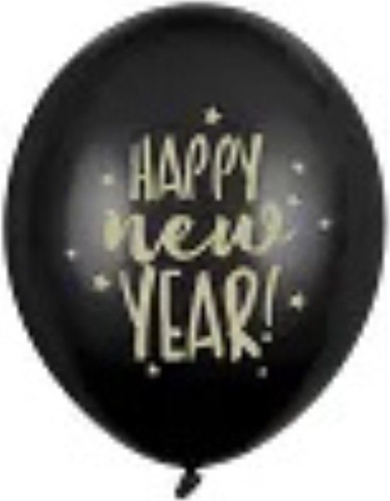 15 Stuks Decoratieve Ballonnen Voor Het Nieuwe Jaar 2025, Zwart En Goud Feest En Tafeldecoratie