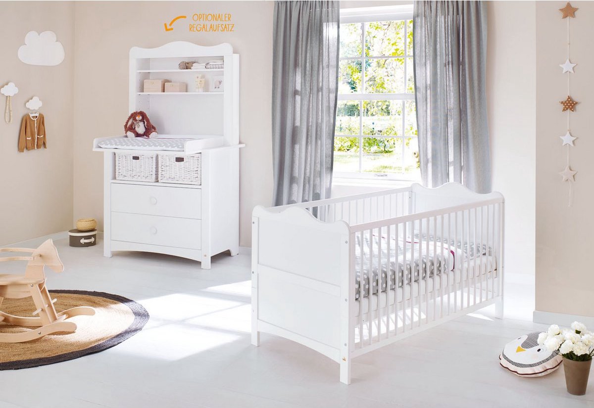 Florentina Starterset - Kinderkamermeubilair - Babykamerset - Om te bouwen tot juniorbed - L146 x B76 x H85 cm kinderbedje, B103 x D77 x H180 cm eenheid