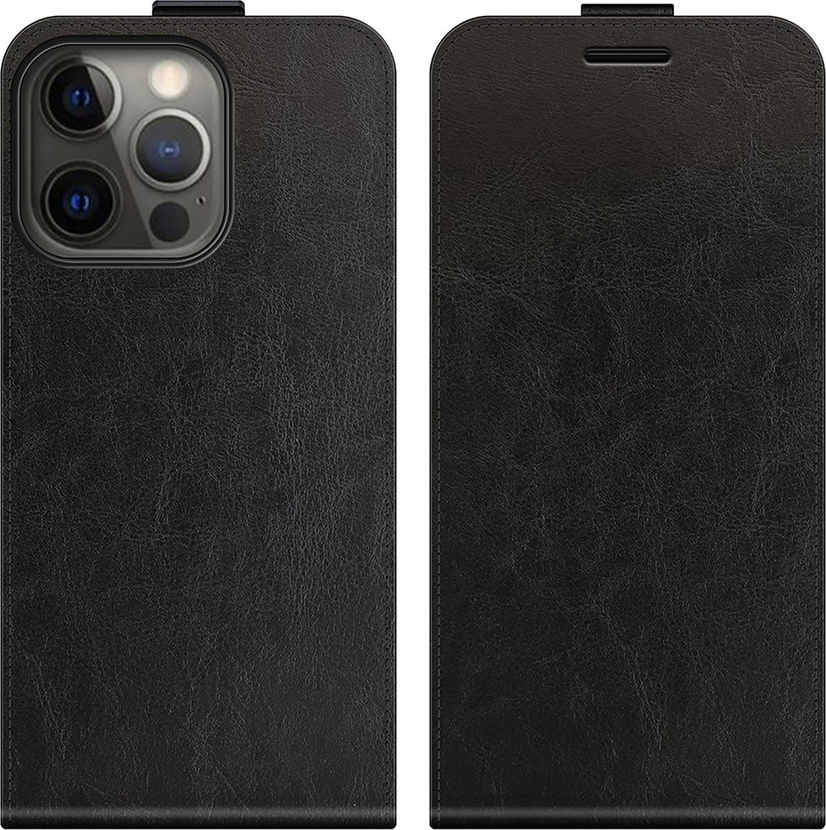 Cazy hoesje geschikt voor iPhone 13 Pro - Flip Case met Pasjeshouder - Zwart