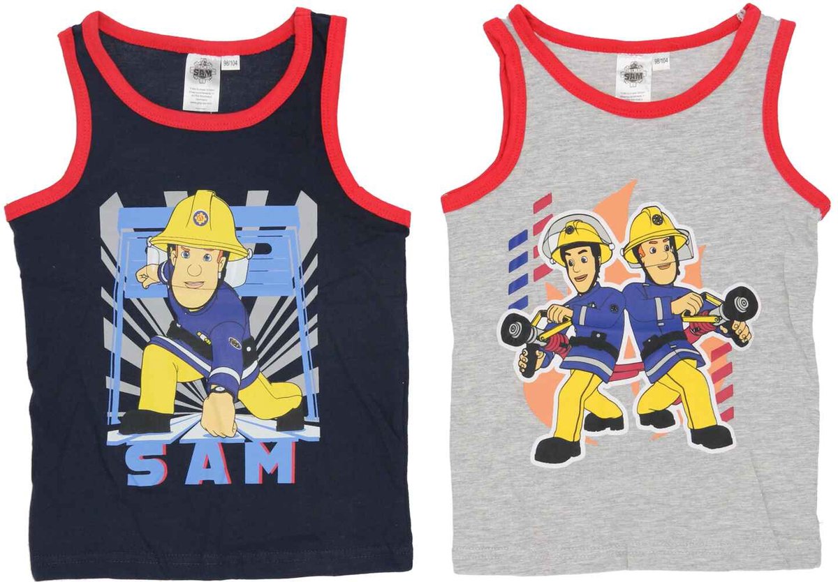 Brandweerman Sam Onderhemd - Set van 2 stuks - Maat 98/104