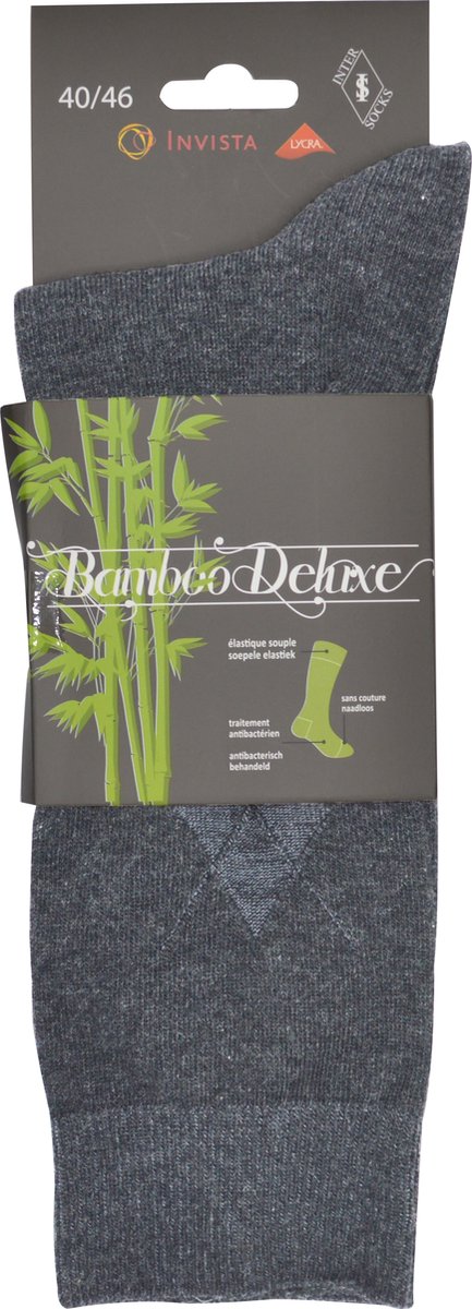 Heren bamboo deluxe sokken - 4 paar - grijs - hoogwaardige kwaliteit - met invista lycra - maat 40/46