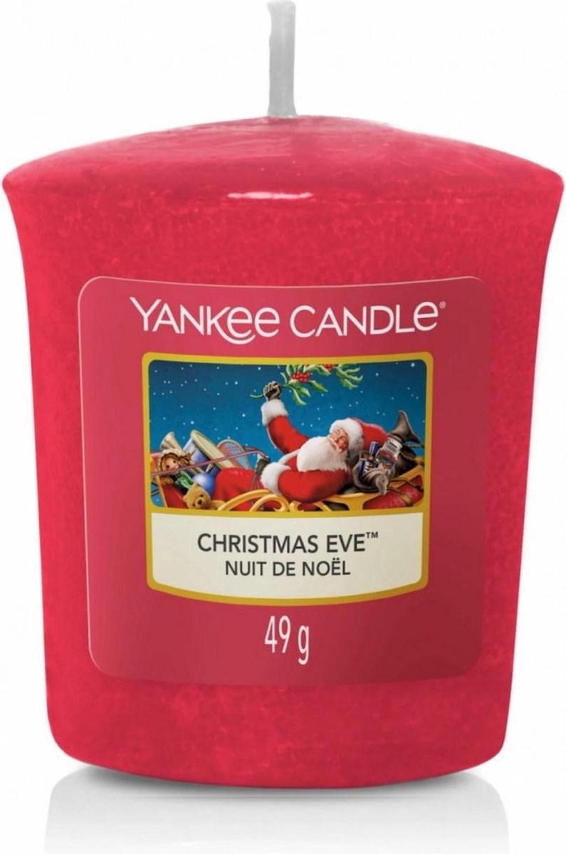 Yankee Candle Christmas Eve Votive Geurkaars - 49 g - Tot 15 Branduren - 2 Stuks Rood