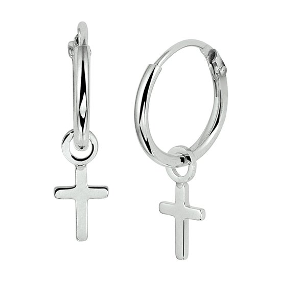 GLAMS - Boucles d'oreille anneaux Croix - Argent