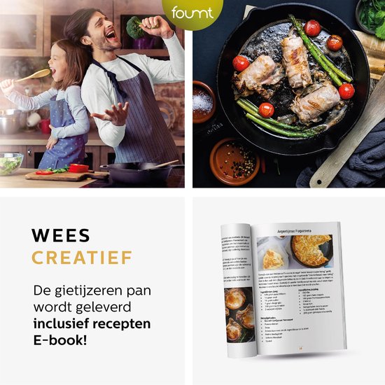 Ocina Gietijzeren Pannen Set voor BBQ en Inductie – 16cm – 19.5cm - 25cm – Koekenpan – Hapjespan - Skillet