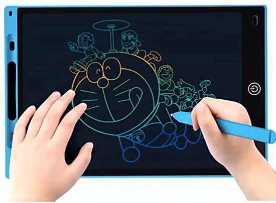 Foto: 12 inch lcd gafisch tablet draagbaar afwasbaar designpad tekenbord voor kinderen en volwassenen blauw