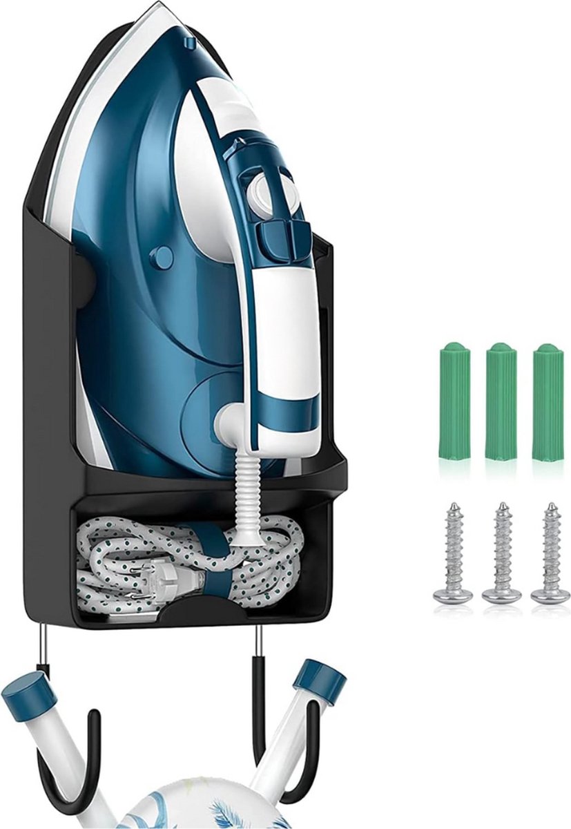 Goedkoopste Strijkplank houder wandmontage elektrische ijzeren hanger strijkplank rek strijkplank opslag organizer strijkmand over deur of wandmontage in wasruimte (zwart