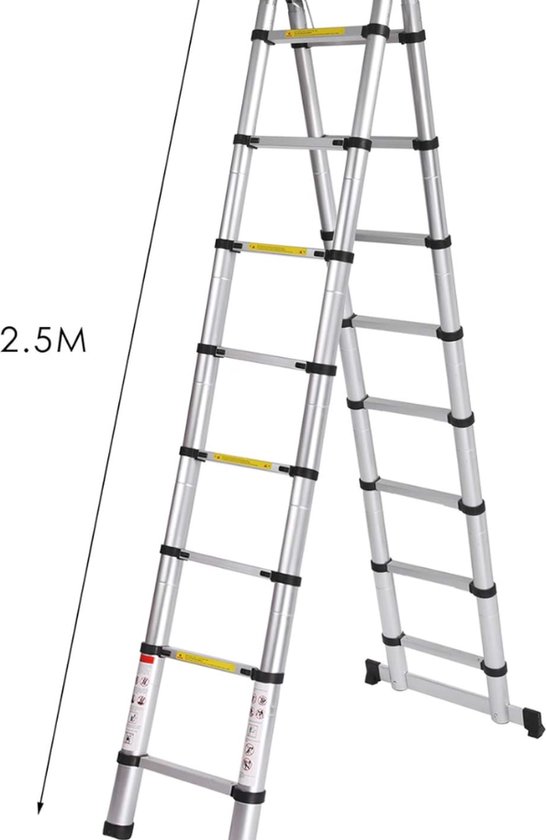 Telescopische ladder 5 meter Aluminium 16 sporten telescopische ladder ...