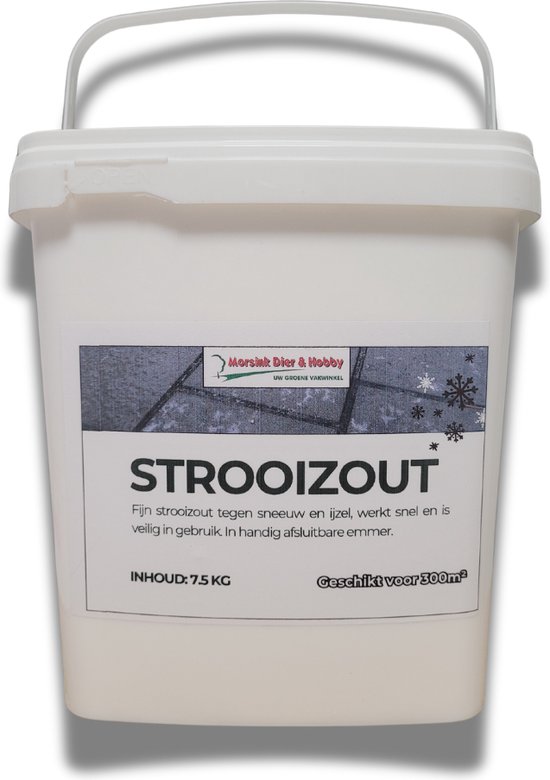Strooizout dooizout 7.5kg I Afsluitbare emmer I Bestrijdt gladheid en sneeuw
