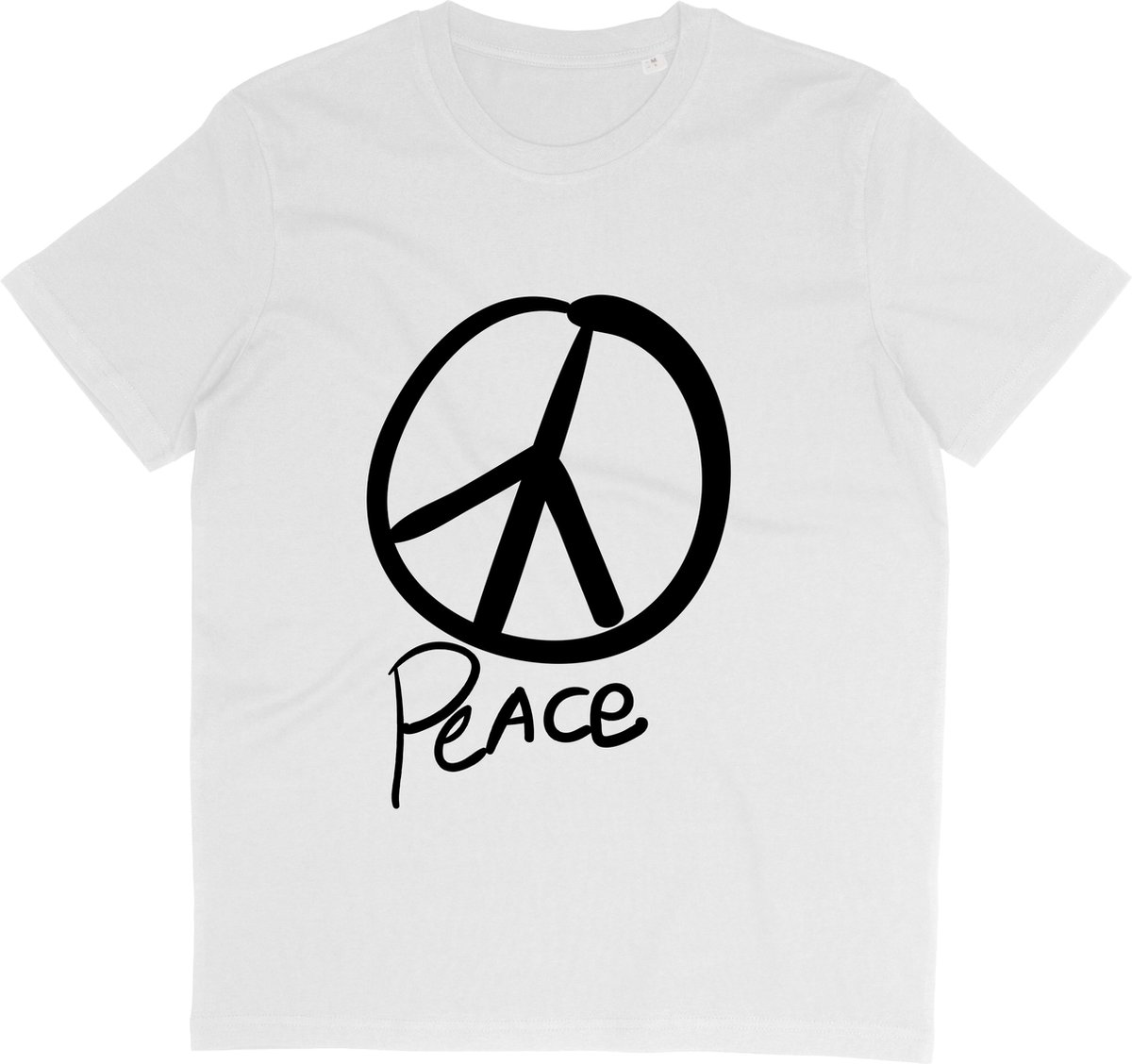 T Shirt Vrede - Peace Symbool - Wit - Maat S
