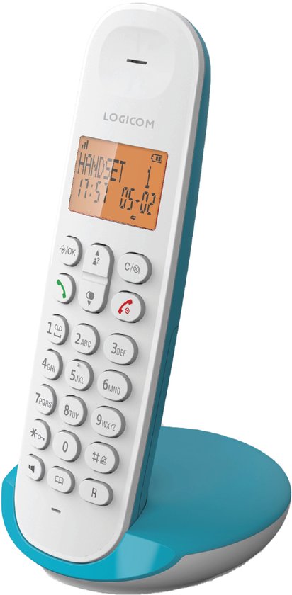 Logicom ILOA 150 Téléphone fixe sans fil sans répondeur - Avec Haut-Parleur - Solo - Téléphones Analogiques & DECT - Turquoise