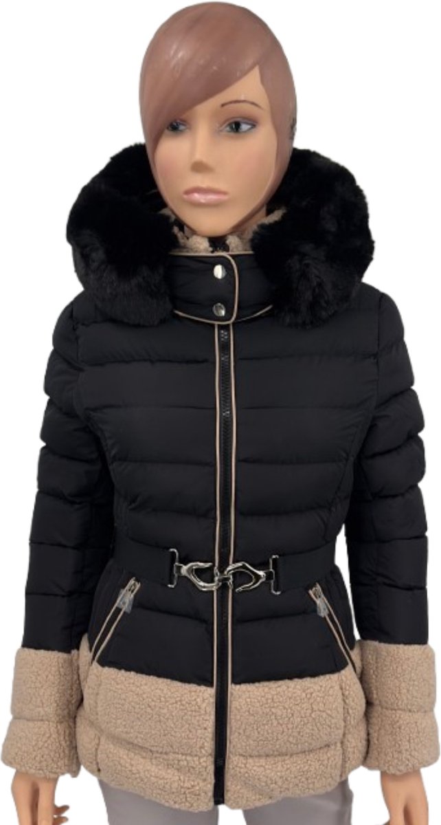 Wulux® - Dames Jas - Dames Winterjas - Korte Model - Getailleerde Pasvorm - Zwart - Maat M