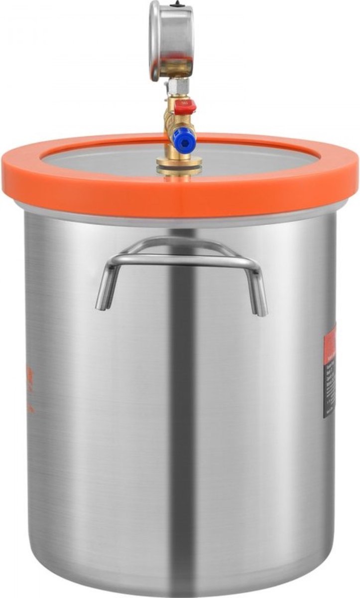 vacuümpomp - 11,4 L - vacuümkamer - RVS vacuümontgassingskamer - 23 cmx27 cm - ontgassen van siliconen, hars, polyurethaan