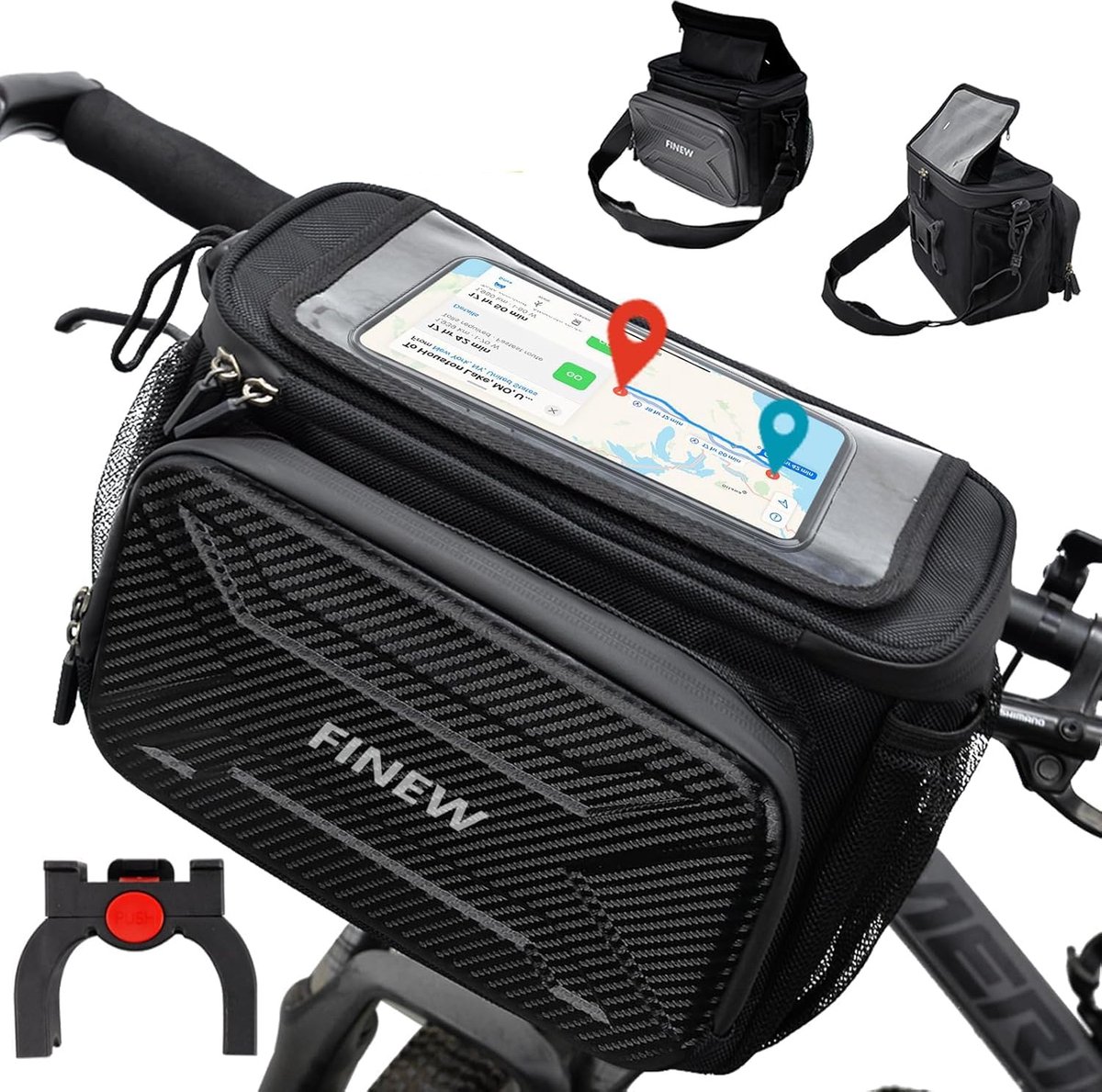 fietstas + bagagedrager + fietstas - 6 l - 26L x 15B x 19H centimeter - zwart