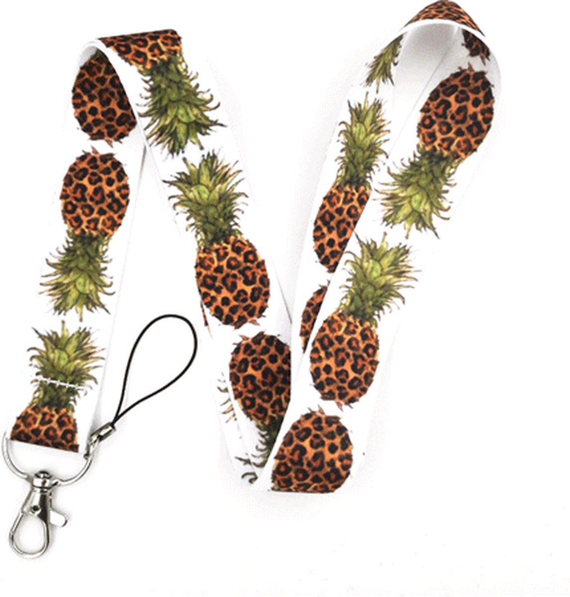 Travel Cords - Keycord Ananas - stevig lanyard - sleutelhanger - sleutelkoord - met telefoonkoord - sleutels