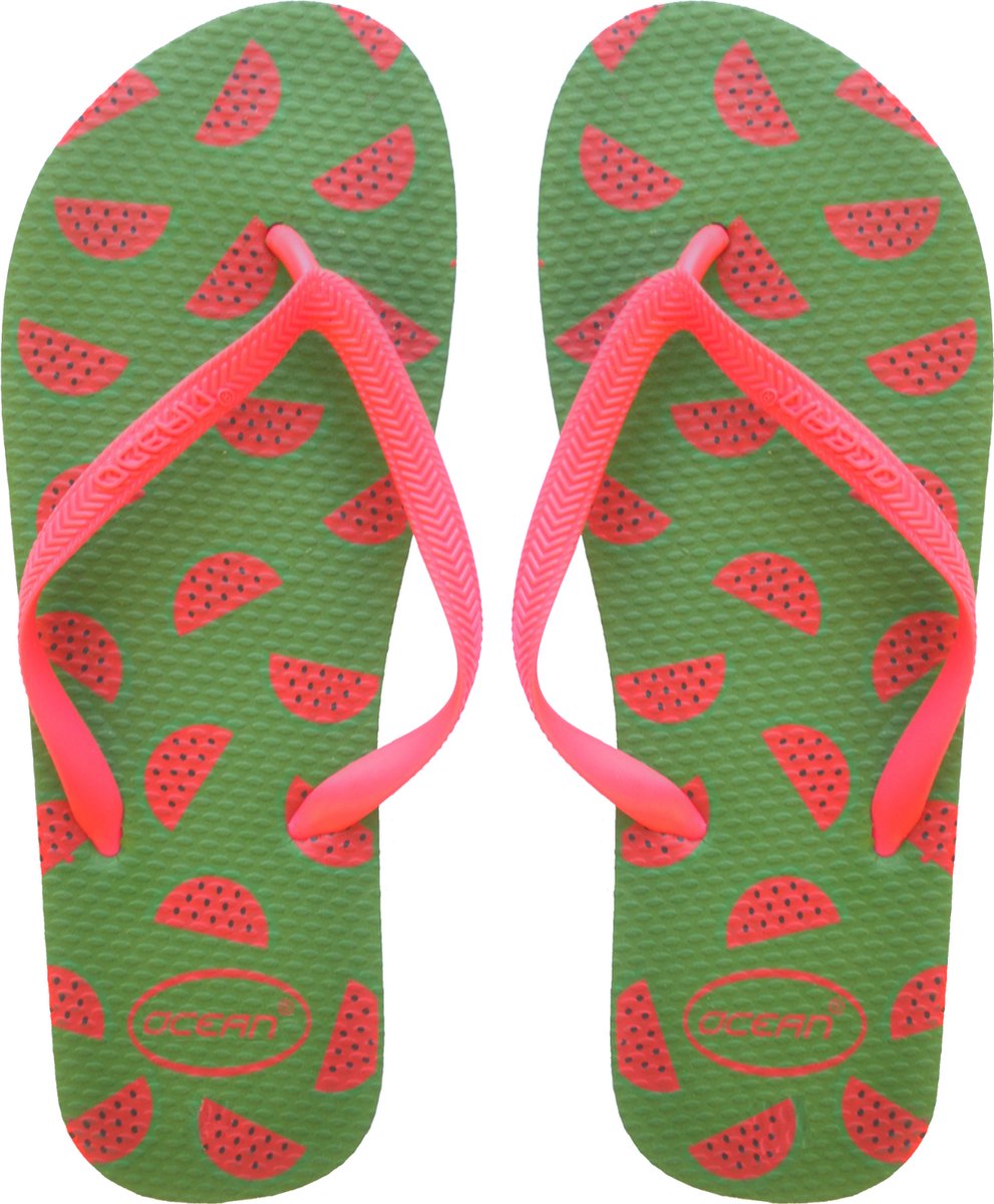 Watermeloen slippers groen - maat 39