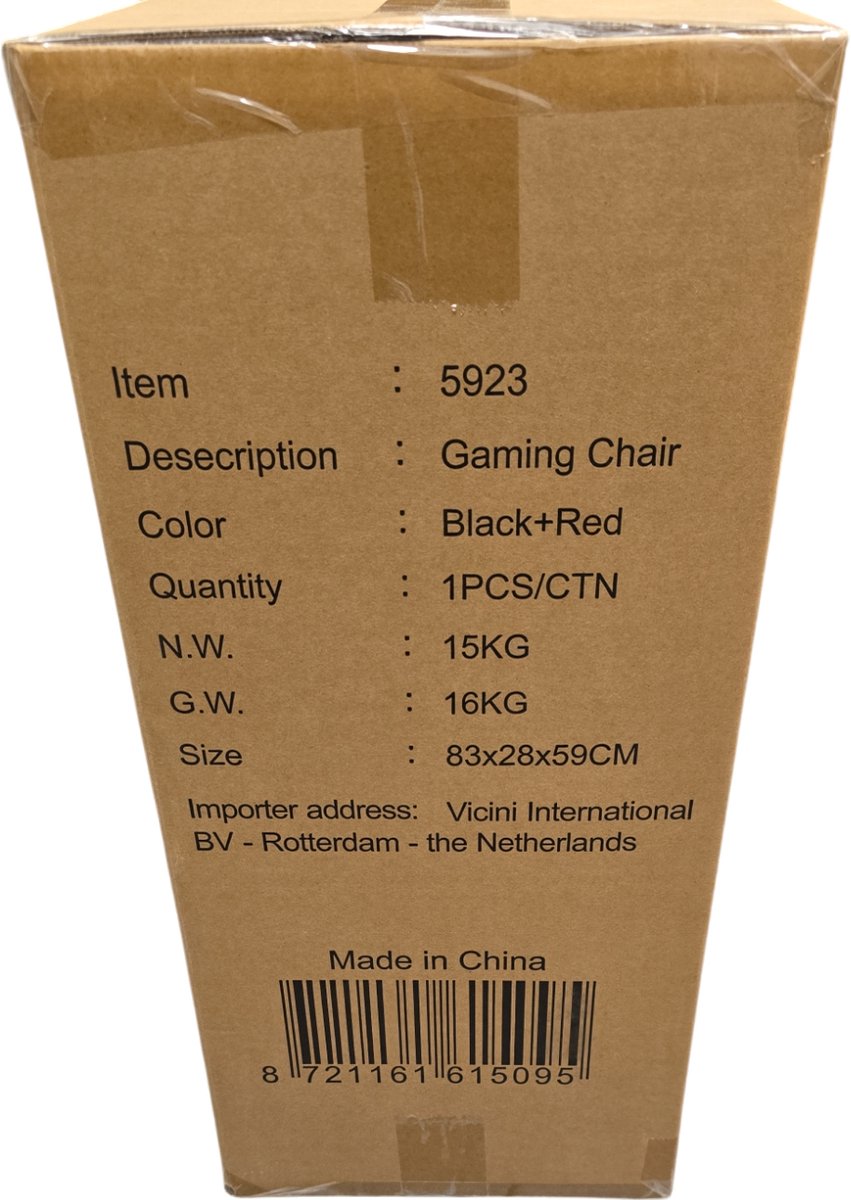 Rebblers Dominator Gaming Stoel - Zwart/Rood - Ergonomisch - afbeelding 2