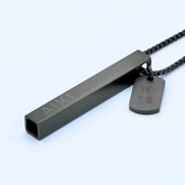AIKI - Ademhalingsketting - Ademhalingstrainer - Stoppen met roken ketting - Solid Square - Space Gray - Ademhaling - Ademketting - Ademtrainer - Hyperventilatie hulpmiddel