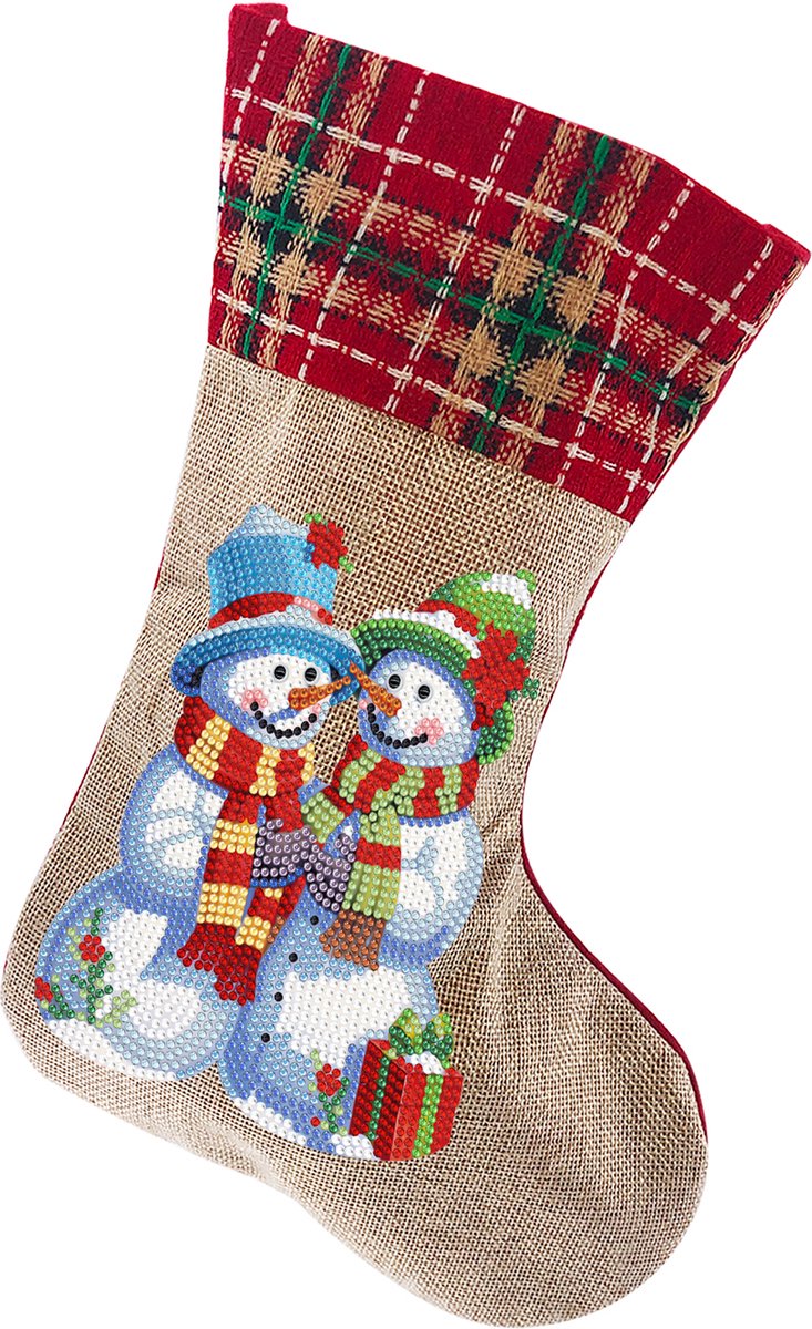 Kerstsok - 26 - Sneeuwpoppen - Diamond painting - compleet pakket - Diamond painting by Wietske
