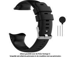 Zwart siliconen bandje geschikt voor de Polar Vantage V – Maat: zie maatfoto - horlogeband - polsband - strap - siliconen - rubber - black