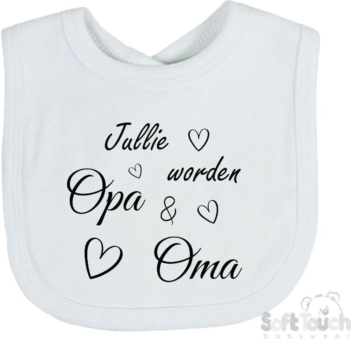Goedkoopste Soft Touch Slabber Slabbetje Slab Jullie worden Opa & Oma Unisex Katoen Wit/zwart Maat 33x22 Cm