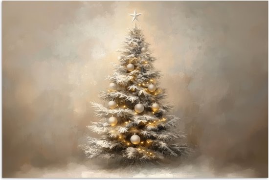 Poster 120x80 cm - Kerst - kerstboom - Sneeuw - Art - Posters - Kamer decoratie - Wanddecoratie woonkamer - Muurdecoratie slaapkamer - Kerstversiering - Kerstdecoratie voor binnen - Kerstmis