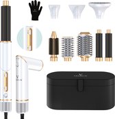 Bol.com VENEUX® 8 in 1 Airstyler - Coldshot - Föhnborstel - Krulborstel - Krultangen - Diffuser - Wit / Goud aanbieding