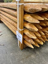 4 x palen hout gepunt, geïmpregneerd, gefreesd ø6 lengte 120 cm - Steunpaal bomen - Afsluitingspaal