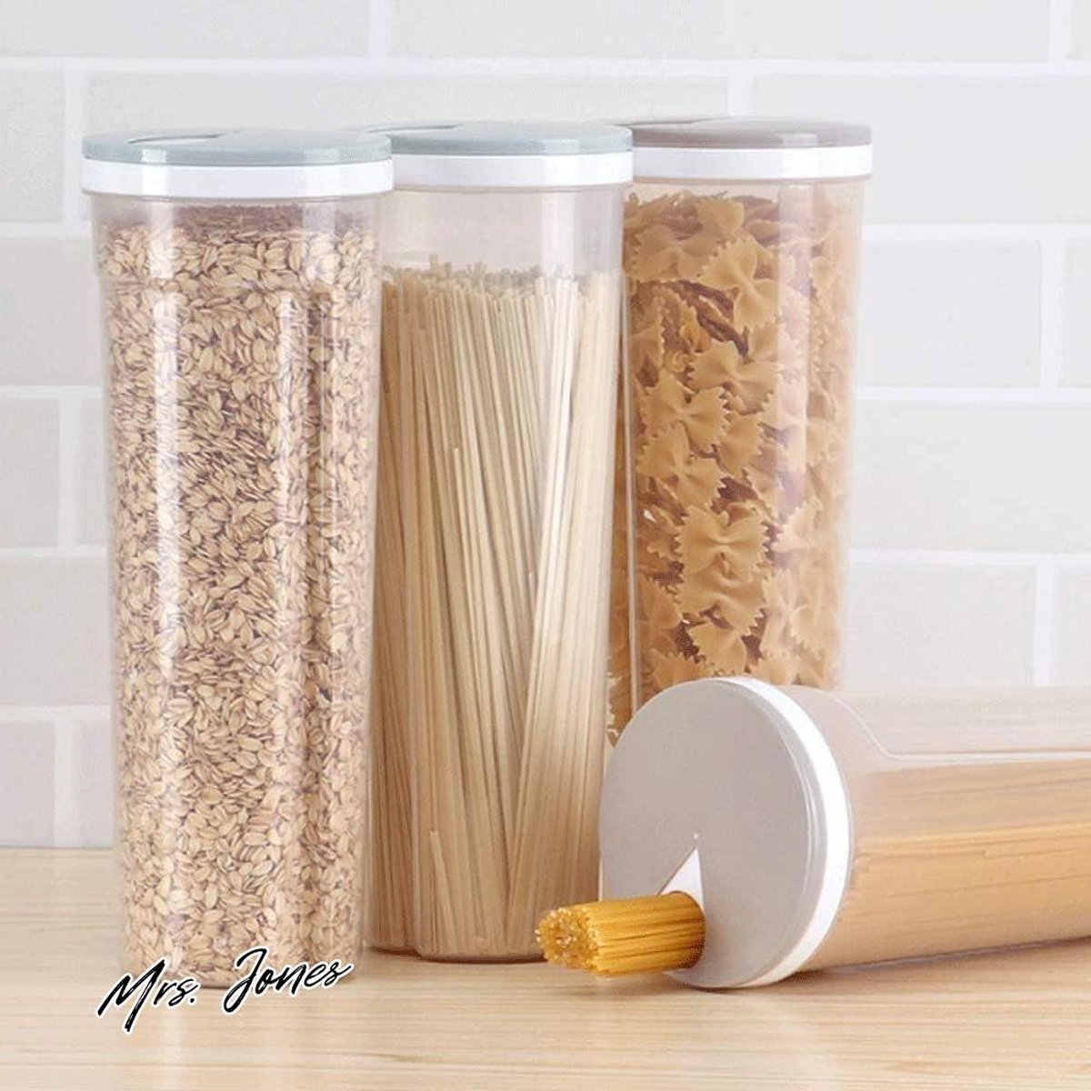 Mrs. Jones Opbergdoos voor spaghetti pasta en granen - snacks opslagcontainers - 105 x 287 cm (1 stuk willekeurige kleur) .