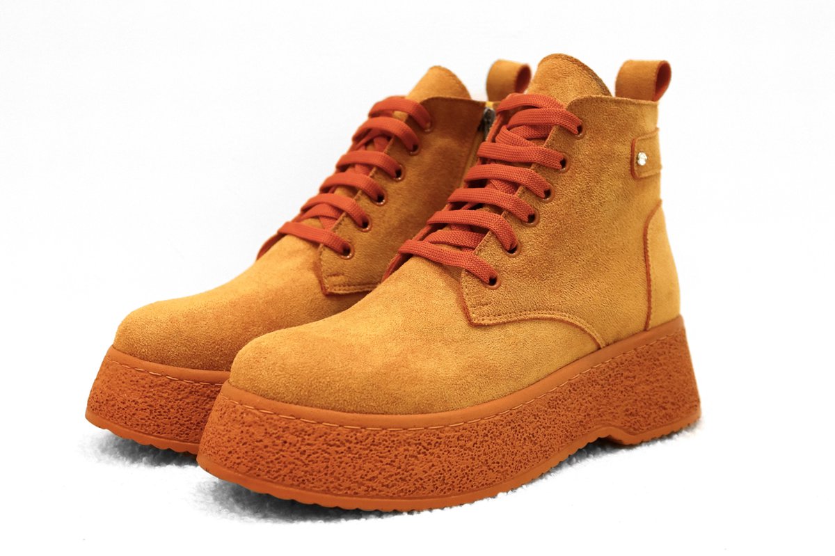 Efrin Veterboots met plateauzool - Oranje