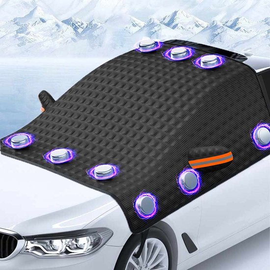 Meedeer Freeze Blanket Car-Couverture de pare-brise de voiture- Couvre pare-brise Antigel-Avec 12 aimants-Forte adhérence-Couverture de neige- Protection solaire solaire -Pare-soleil- Hiver- Zwart