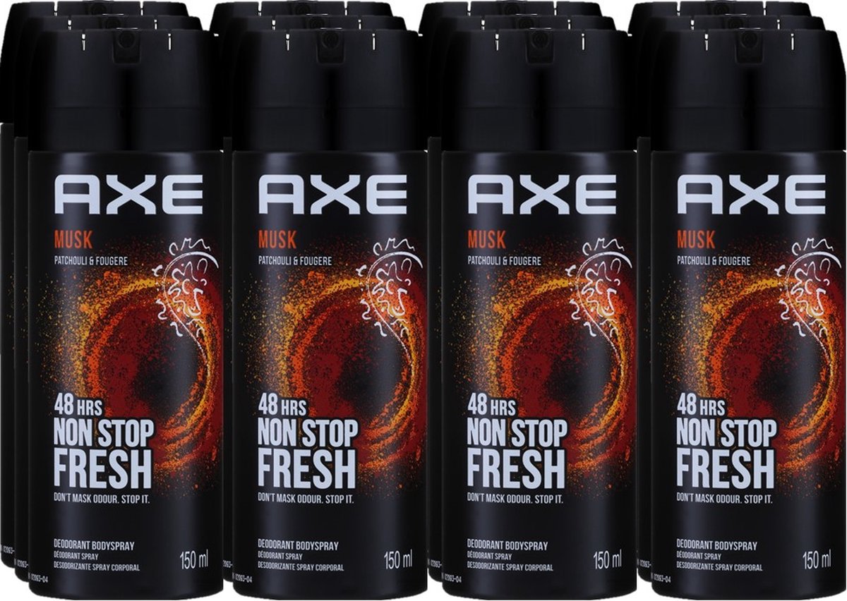 Goedkoopste Axe Musk (Nieuw) Deospray - 12 x 150 ml - Patchouli & Fougere Scent