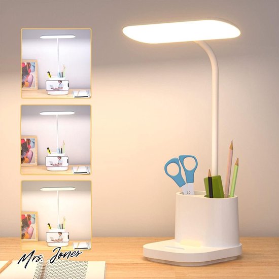 Kinderen bureaulamp LED dimbare 3 kleuren tafellamp met touch bediening tafellamp oogbescherming leeslamp thuis kantoor studeren leeslamp USB-poort batterij aangedreven bedlampje roze